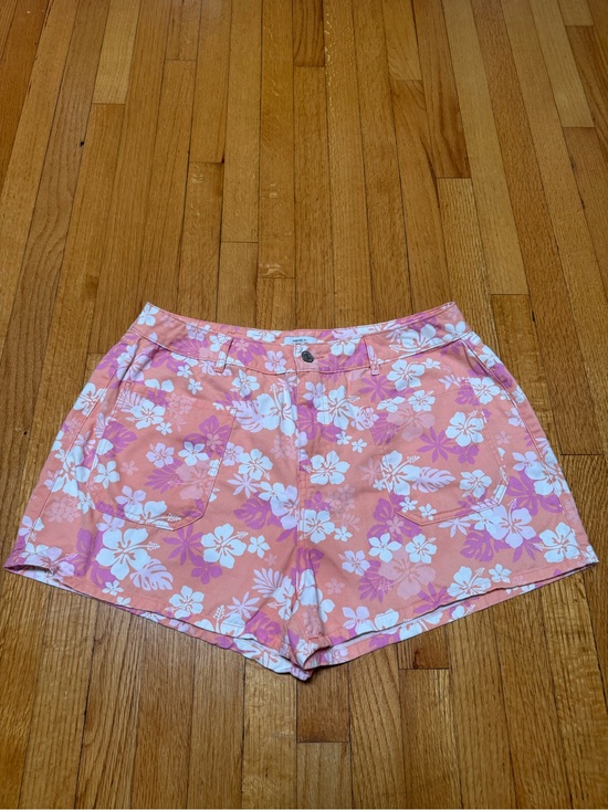 Forever 21 Pants - Forever 21 Tropical Hibiscus Floral Denim Shorts Size 14 Barbiecore Y2K Boho